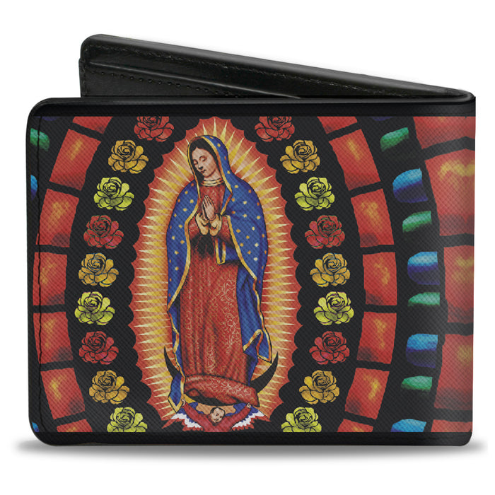 Bi-Fold Wallet - Virgen de Guadalupe Roses Black Multi Color Bi-Fold Wallets Buckle-Down   