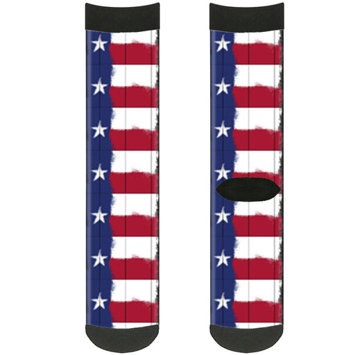 Sock Pair - Polyester - Texas Flag Painting - CREW Socks Buckle-Down   