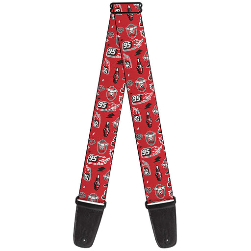 Guitar Strap - Cars 3 Icons Scattered Red Black White Guitar Straps Disney   