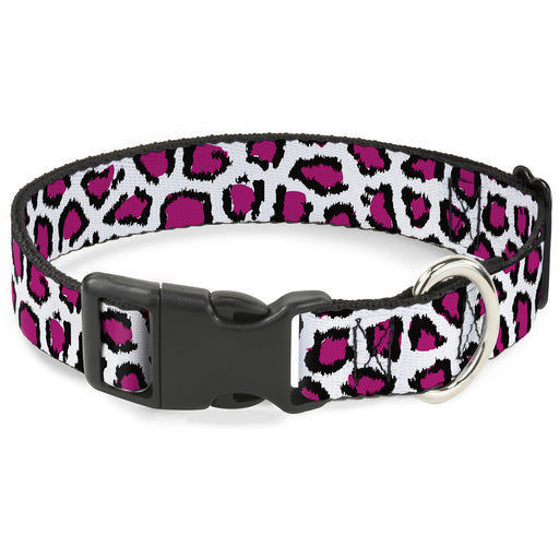 Plastic Clip Collar - Leopard White/Fuchsia Plastic Clip Collars Buckle-Down   