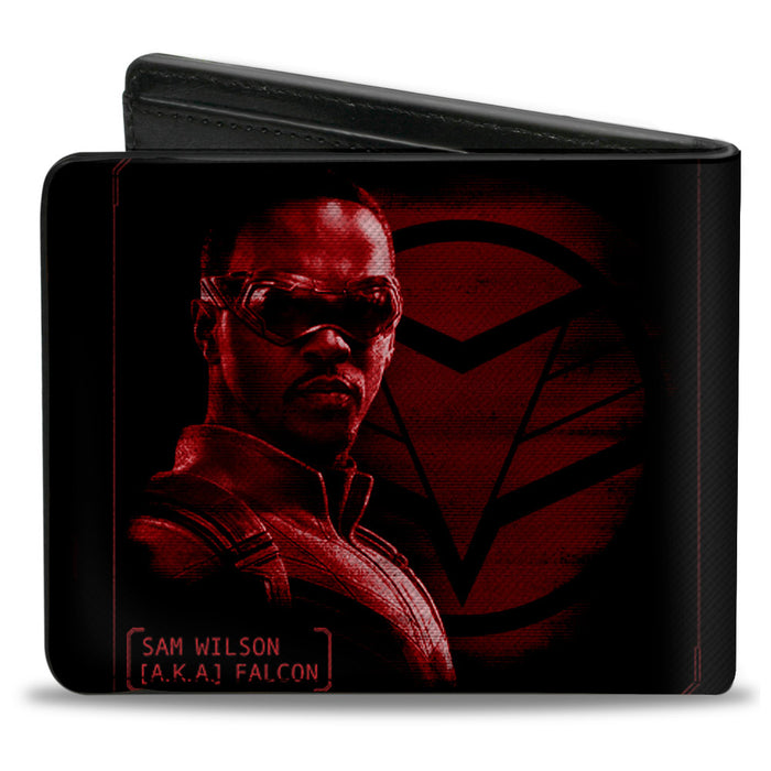 MARVEL STUDIOS THE FALCON AND THE WINTER SOLDIER Bi-Fold Wallet - The Falcon and the Winter Soldier Character Poses and Logos Black Blue Red Bi-Fold Wallets Marvel Comics   