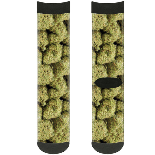 Sock Pair - Polyester - Vivid Marijuana Nugs2 Stacked - CREW Socks Buckle-Down   