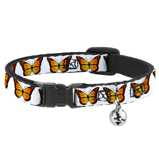 Cat Collar Breakaway - Monarch Butterfly Repeat White Breakaway Cat Collars Buckle-Down   