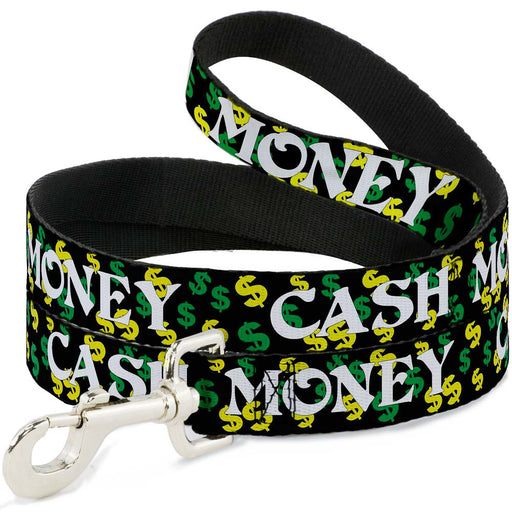 Dog Leash - CASH MONEY w/$$$ Black/White/Yellow/Green Dog Leashes Buckle-Down   