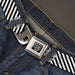 BD Wings Logo CLOSE-UP Full Color Black Silver Seatbelt Belt - Metal Skull Black/White Webbing Seatbelt Belts Buckle-Down   