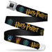 Harry Potter Logo Full Color Black/White Seatbelt Belt - HARRY POTTER Hufflepuff/Ravenclaw/Gryffindor/Slytherin Coat of Arms Black Webbing Seatbelt Belts The Wizarding World of Harry Potter REGULAR - 1.5" WIDE - 24-38" LONG  