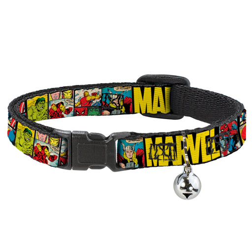 MARVEL COMICS Cat Collar Breakaway - MARVEL Retro Comic Panels Black Yellow Breakaway Cat Collars Marvel Comics   