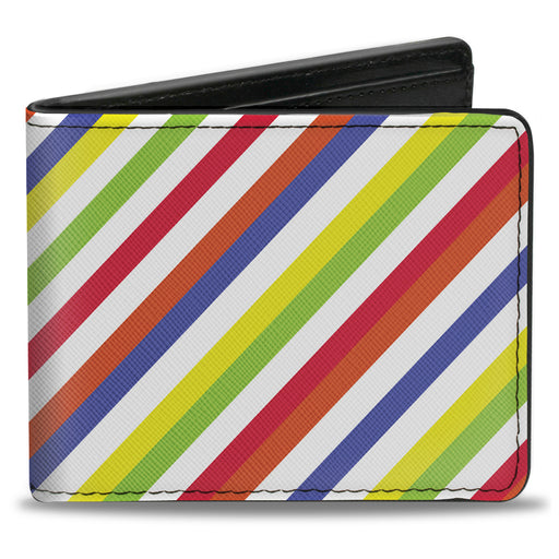 Bi-Fold Wallet - Diagonal Stripes White Multi Neon Bi-Fold Wallets Buckle-Down   
