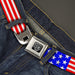 BD Wings Logo CLOSE-UP Full Color Black Silver Seatbelt Belt - Americana Stars & Stripes3 Red/White/Blue Webbing Seatbelt Belts Buckle-Down   