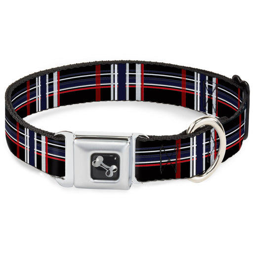 Dog Bone Seatbelt Buckle Collar - Plaid Black/Red/White/Blue Seatbelt Buckle Collars Buckle-Down   