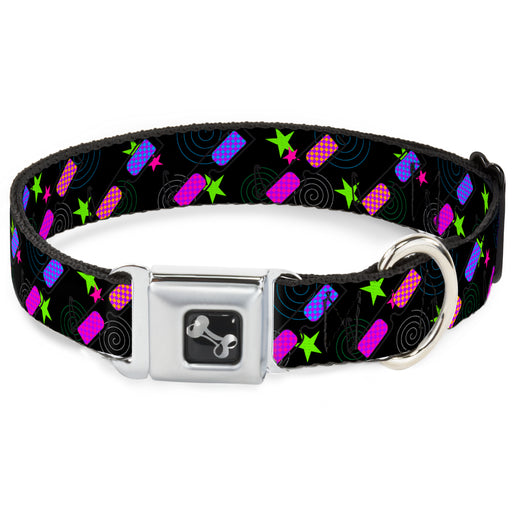 Dog Bone Seatbelt Buckle Collar - 3-D Glasses w/Stars Multi Color Seatbelt Buckle Collars Buckle-Down   