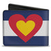Bi-Fold Wallet - Colorado Heart Blue White Red Yellow Bi-Fold Wallets Buckle-Down   
