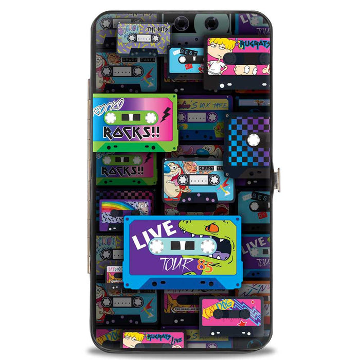 Hinged Wallet - Nick 90's Rewind Mash Up Cassette Tapes Collage Black Hinged Wallets Nickelodeon   