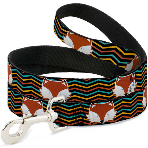 Dog Leash - Fox Face/Stripes Black/Multi Color Dog Leashes Buckle-Down   