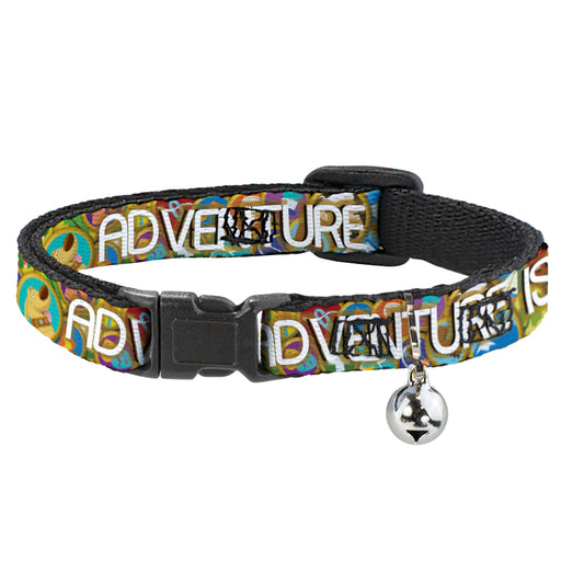 Cat Collar Breakaway - ADVENTURE IS OUT THERE Stacked Wilderness Explorer Badges Tan Multi Color White Breakaway Cat Collars Disney   