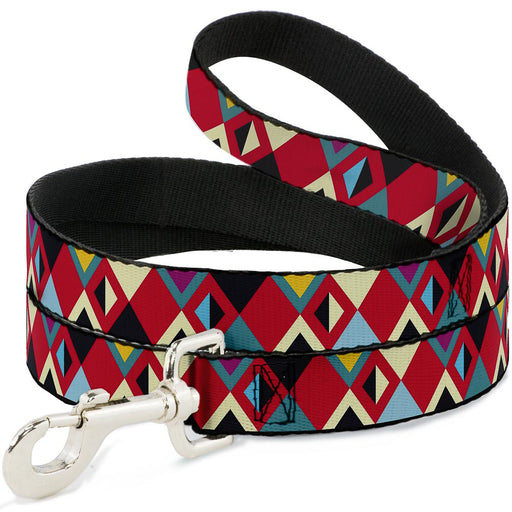 Dog Leash - Geometric9 Black/Red/Turquoise/Ivory Dog Leashes Buckle-Down   