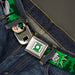 Green Lantern Logo CLOSE-UP White Green Seatbelt Belt - Green Lantern Green Glow w/Text Webbing Seatbelt Belts DC Comics   