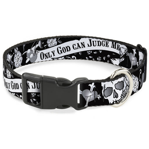 Plastic Clip Collar - Only God Can Judge Me Black/White Plastic Clip Collars Buckle-Down   