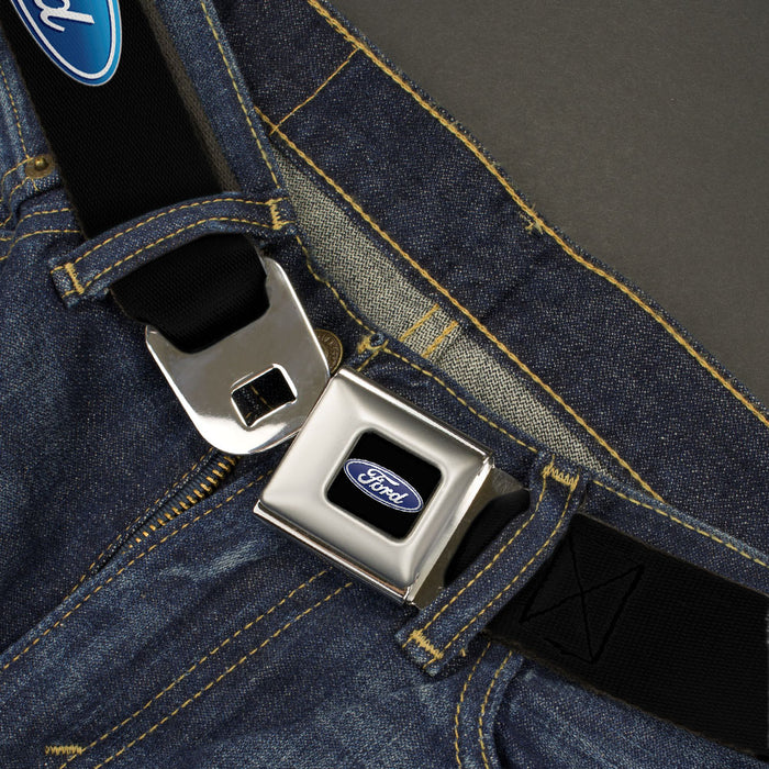 Ford Oval Full Color Black Blue Seatbelt Belt - Ford Oval Logo REPEAT Webbing Seatbelt Belts Ford   