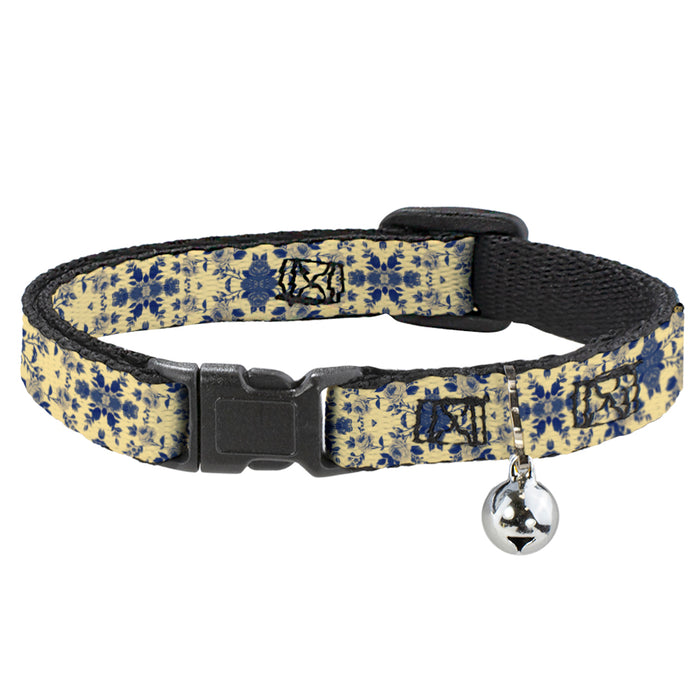 Cat Collar Breakaway - Floral Collage Tan Blue Breakaway Cat Collars Buckle-Down   