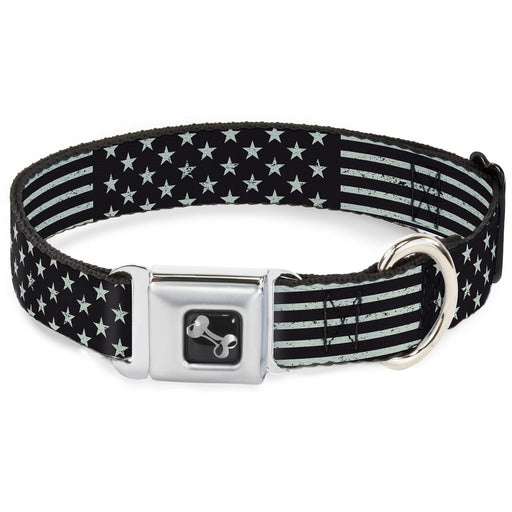 Dog Bone Seatbelt Buckle Collar - Americana Stars & Stripes2 Weathered Black/Gray Seatbelt Buckle Collars Buckle-Down   