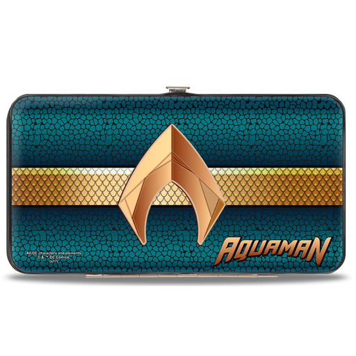 Hinged Wallet - AQUAMAN Icon Scales Stripe Blues Golds Hinged Wallets DC Comics   