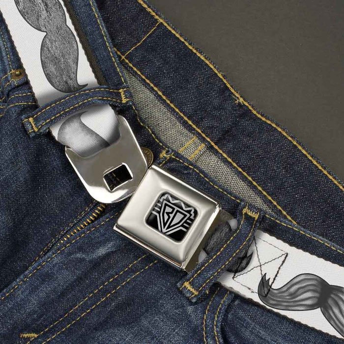 BD Wings Logo CLOSE-UP Full Color Black Silver Seatbelt Belt - Mustaches White/Sketch Webbing Seatbelt Belts Buckle-Down   