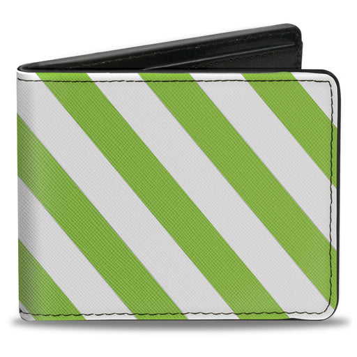 Bi-Fold Wallet - Diagonal Stripes2 White Lime Green Bi-Fold Wallets Buckle-Down   