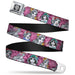 Princess Rose Full Color Grays White Black Seatbelt Belt - Princess Sketch Poses/Floral Collage Pinks/Grays Webbing Seatbelt Belts Disney   