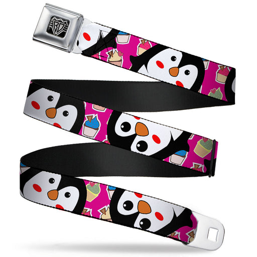 BD Wings Logo CLOSE-UP Full Color Black Silver Seatbelt Belt - Penguins w/Cupcakes Fuchsia/Multi Color Webbing Seatbelt Belts Buckle-Down   