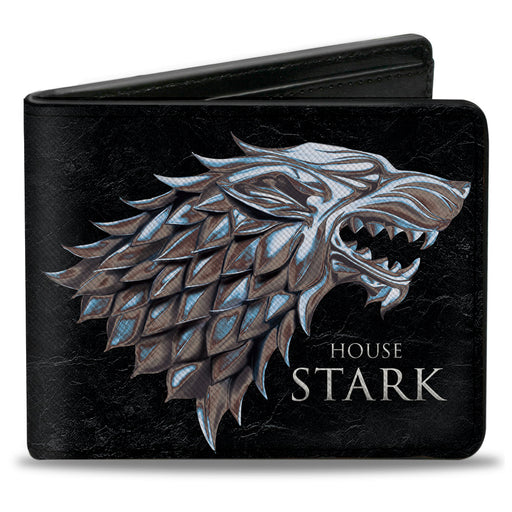 Bi-Fold Wallet - Game of Thrones HOUSE OF STARK Direwolf Sigil Black Silver Grays Bi-Fold Wallets Game of Thrones   
