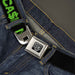 BD Wings Logo CLOSE-UP Full Color Black Silver Seatbelt Belt - CA$H MONEY Black/Green Webbing Seatbelt Belts Buckle-Down   