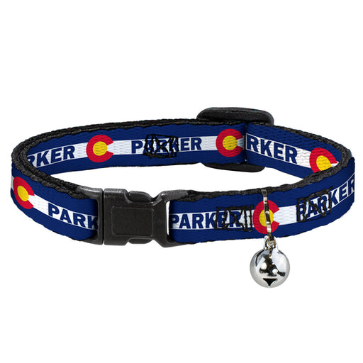 Cat Collar Breakaway - Colorado PARKER Flag Blue White Red Yellow Breakaway Cat Collars Buckle-Down   