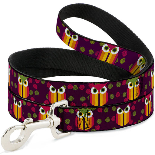 Dog Leash - Owls Striped w/Swirls Purple Dog Leashes Buckle-Down   