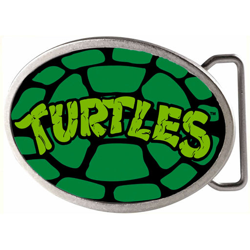TURTLES Turtle Shell Framed FCG Black Greens - Chrome Oval Rock Star Buckle Belt Buckles Nickelodeon   