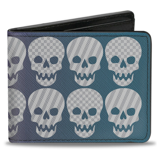Bi-Fold Wallet - Checker & Stripe Skulls Gradient Blue Fuchsia Bi-Fold Wallets Buckle-Down   