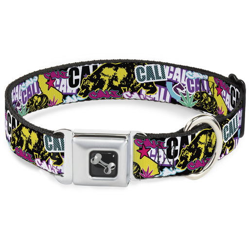 Dog Bone Seatbelt Buckle Collar - Cali Bear/CALI Graffiti/Pot Leaves Black/Multi Color Seatbelt Buckle Collars Buckle-Down   
