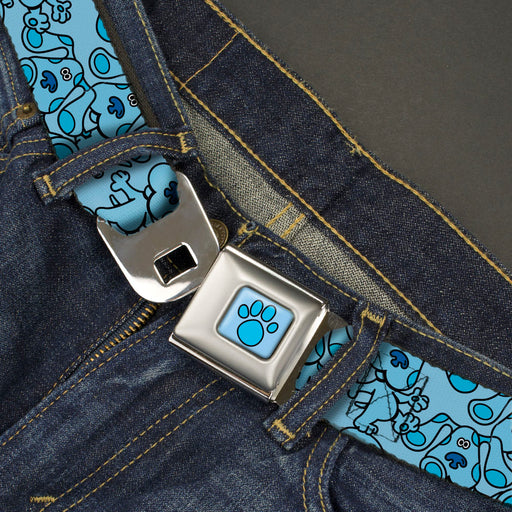 Blue's Clues Paw Full Color Blues Seatbelt Belt - Blue's Clues Blue Poses Scattered Blues Webbing Seatbelt Belts Nickelodeon   
