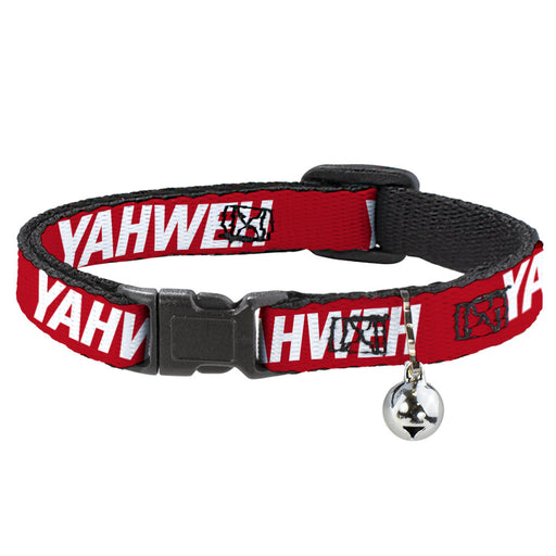Cat Collar Breakaway with Bell - YAHWEH Text Red White Breakaway Cat Collars Buckle-Down   