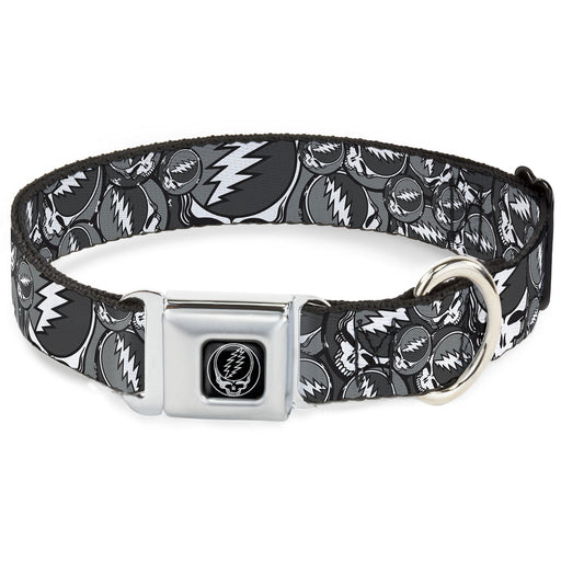 Steal Your Face Seatbelt Buckle Collar - Steal Your Face Stacked Gray Seatbelt Buckle Collars Grateful Dead   