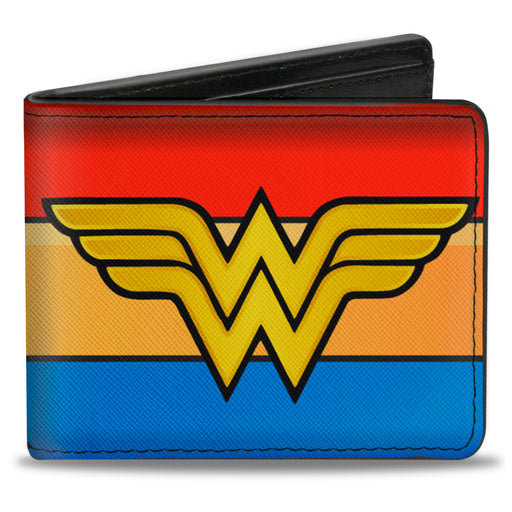 Bi-Fold Wallet - Wonder Woman Logo Stripe Red Yellows Blue Bi-Fold Wallets DC Comics   
