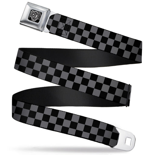 BD Wings Logo CLOSE-UP Full Color Black Silver Seatbelt Belt - Checker Black/Gray Webbing Seatbelt Belts Buckle-Down   