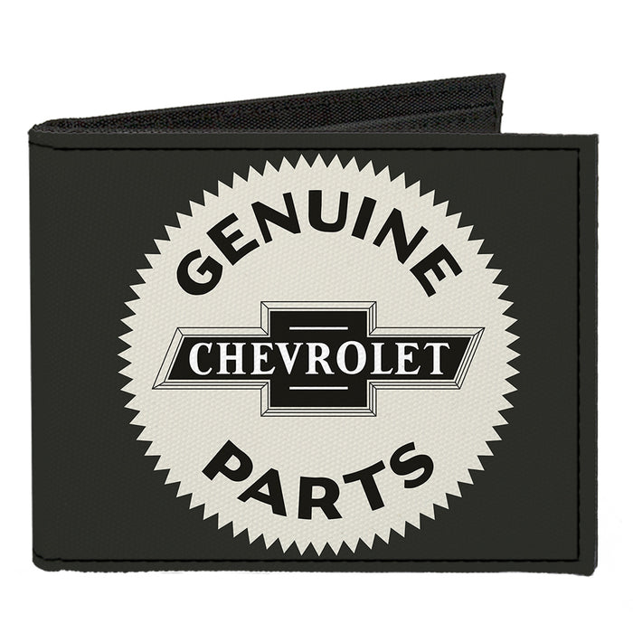 Canvas Bi-Fold Wallet - 1920 GENUINE CHEVROLET PARTS Seal Charcoal Tan Canvas Bi-Fold Wallets GM General Motors   