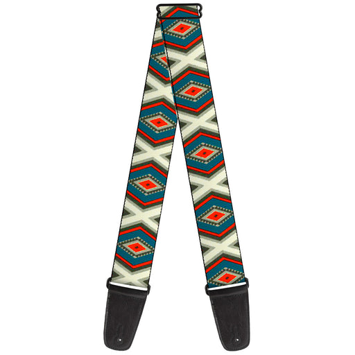 Guitar Strap - Geometric Diamonds Grays Red Turquoise Guitar Straps Buckle-Down   