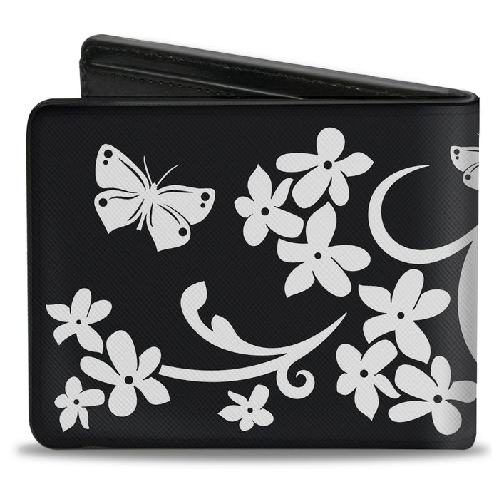 Bi-Fold Wallet - Butterfly Garden2 Black White Bi-Fold Wallets Buckle-Down   