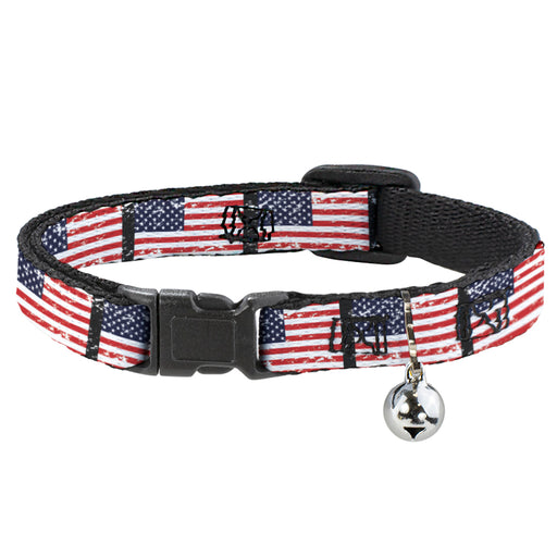 Cat Collar Breakaway - United States Flags Weathered Black Breakaway Cat Collars Buckle-Down   