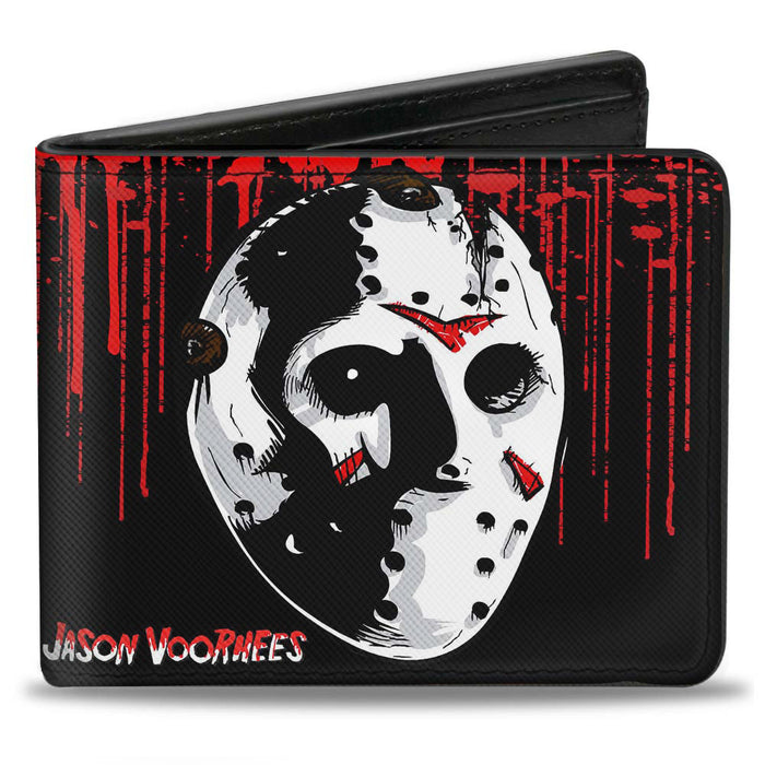 Bi-Fold Wallet - JASON VOORHEES Jason Mask4 + FRIDAY THE 13th Blood Splatter Black Red White Bi-Fold Wallets Warner Bros. Horror Movies   