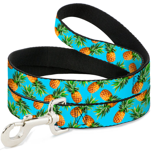 Dog Leash - Vivid Pineapples Scattered Blue Dog Leashes Buckle-Down   