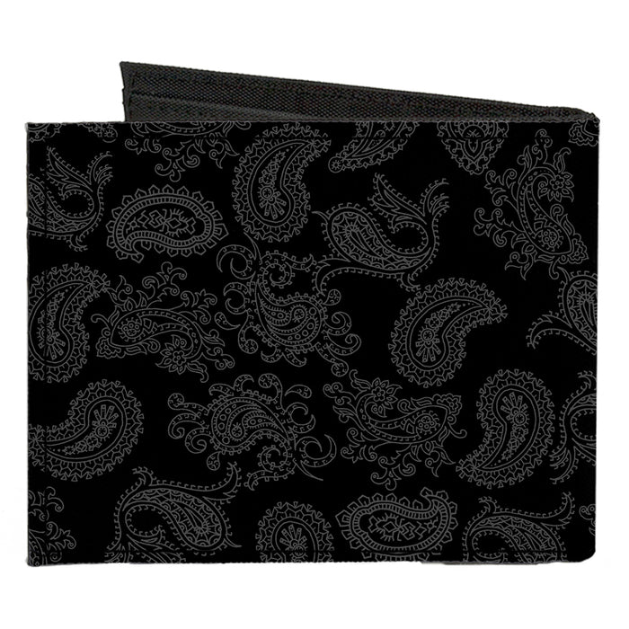 Canvas Bi-Fold Wallet - Bandana Black Gray Canvas Bi-Fold Wallets Buckle-Down   