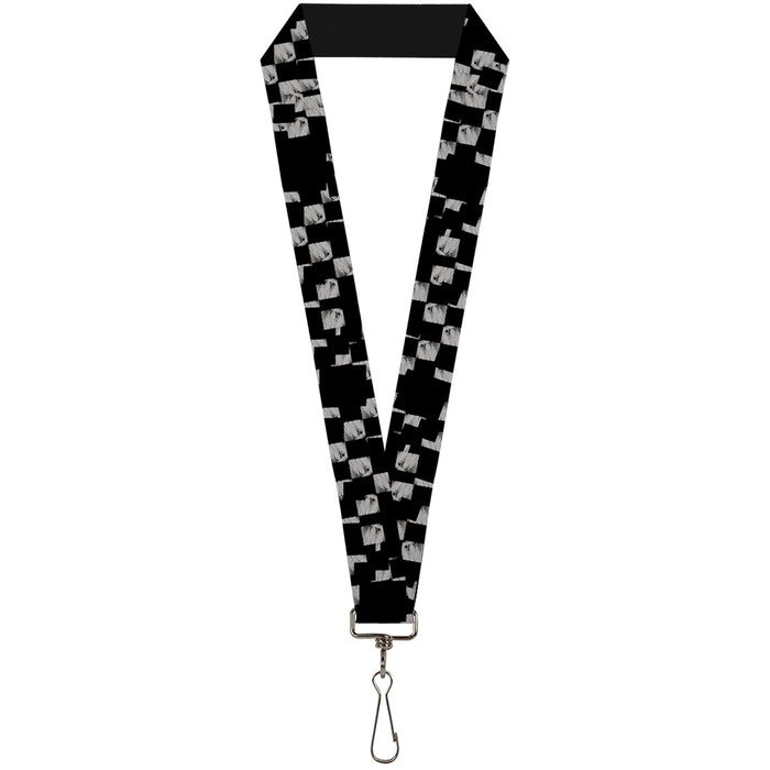 Lanyard - 1.0" - Scribble Checker Black White Lanyards Buckle-Down   